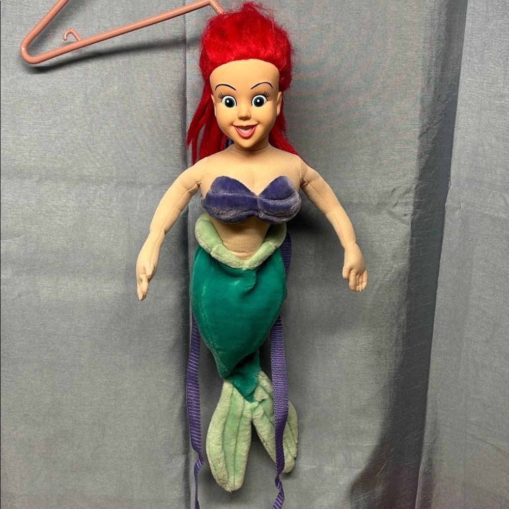 Vintage Walt Disney The Little Mermaid Ariel Plush Backpack Back Pack Bag